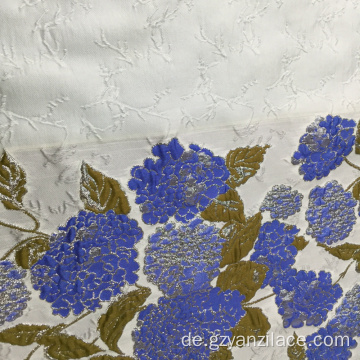 Blauer Marine Blumen Jacquard Brokat Stoff